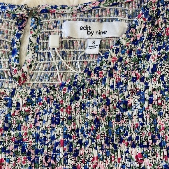 Edit by Nine puff sleeve smocked mini dress NWT blue floral - Picture 5 of 13